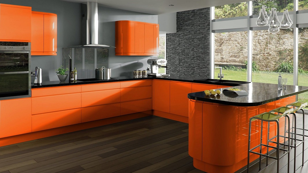 Black and Orange Kitchen Design