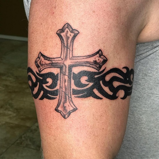 Bold Tribal Cross Tattoos For Men