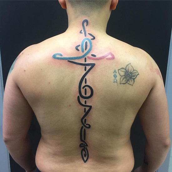 Celtic Tribal Cross Tattoo On The Back