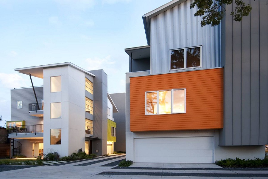 Elegant Gray, White, and Orange House Exteriors