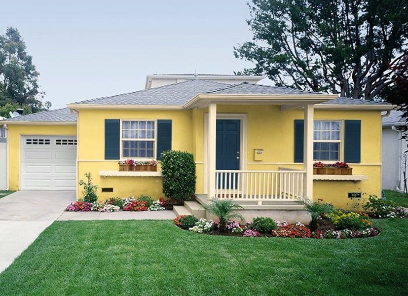 Eye-Catching Yellow and White House Exteriors