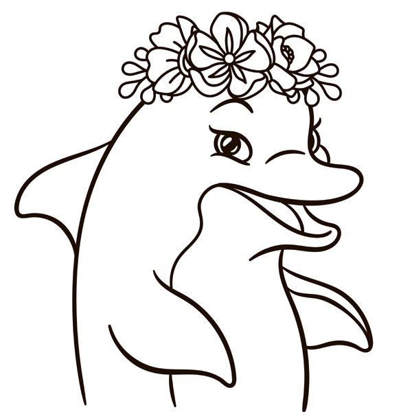 Half Faced Dolphin Coloring Page