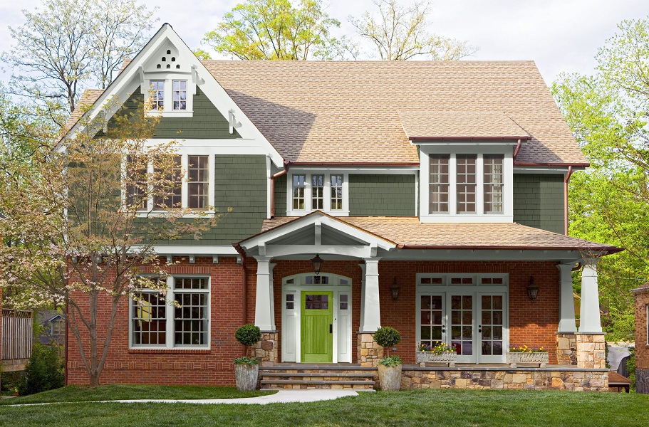 Lime, Forest Green, and White House Exteriors