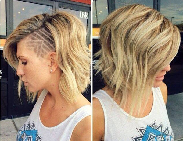 Medium Length Wavy Hair With Shaved Side