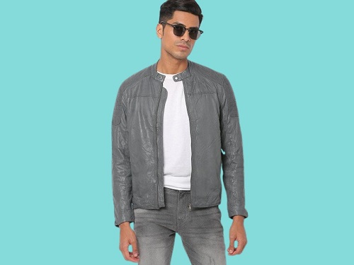 Selected Men’s Grey Leather Jacket