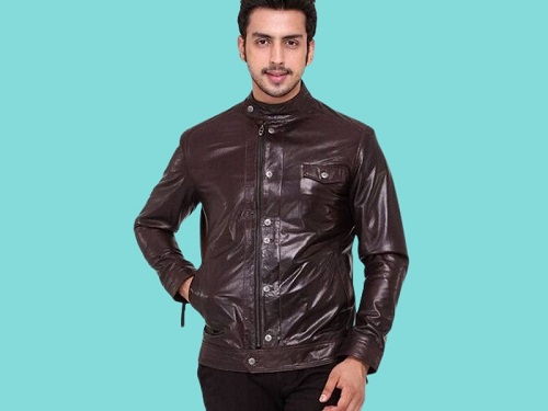 Solid Shining Brown Leather Jacket