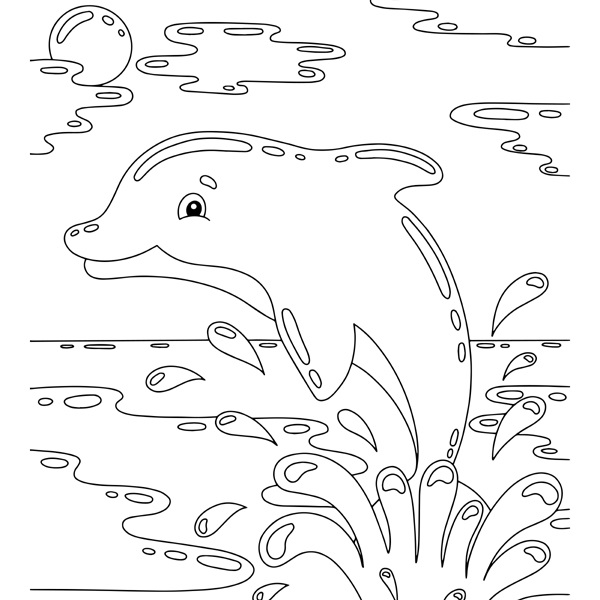 Splash Water Dolphin Coloring Picture