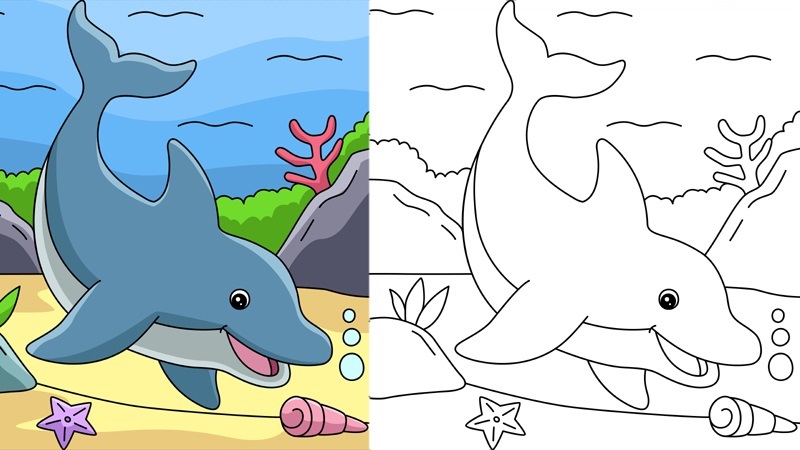 Coloring Sheet Of Dolphins
