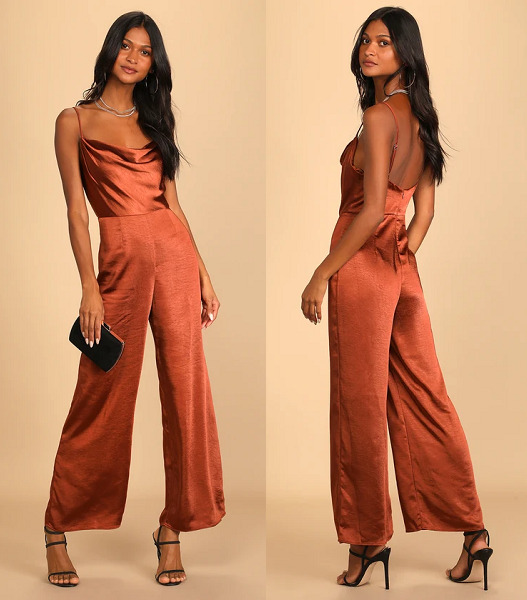 Brown Backless Culotte Jumpsuit