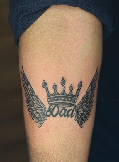 Dad King Tattoo With A Crown