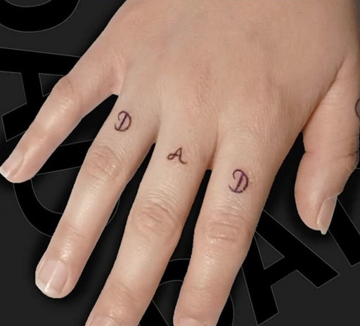 Dad Tattoo On Fingers