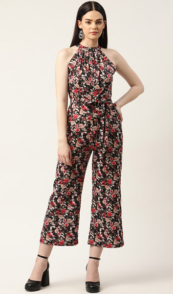 Floral Print Culotte Jumpsuits