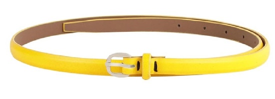 Yellow Leather Belt With Tang Clasp Closure