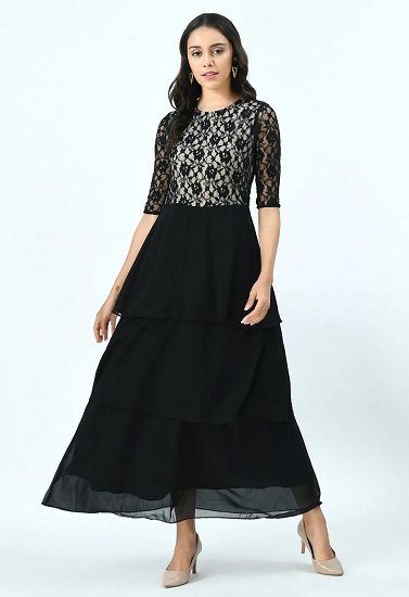 Black Netted Dress For Engagement