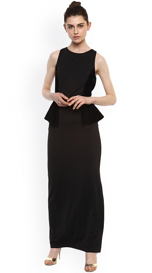 Black Sleeveless Peplum Dress