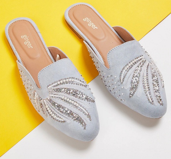 Bridal Flat Mules Shoes For Wedding