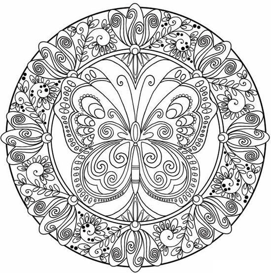 Printable Butterfly Mandala Coloring Picture