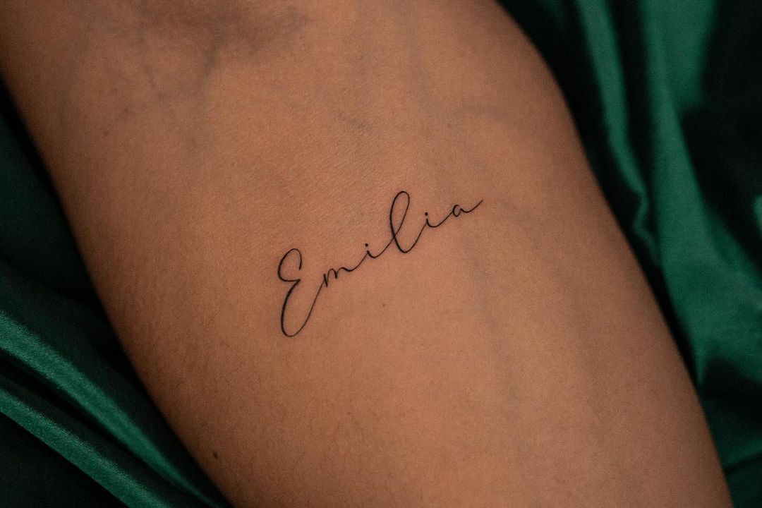 Classic Emilia Elenaforearm Name Tattoo