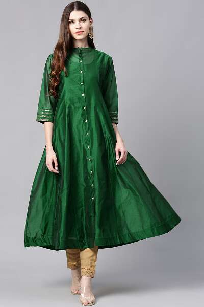 Buy Dark Green Kurta Tights Dupatta Set Online - W for Woman