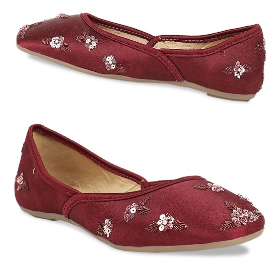 Glitter Floral Flat Shoes
