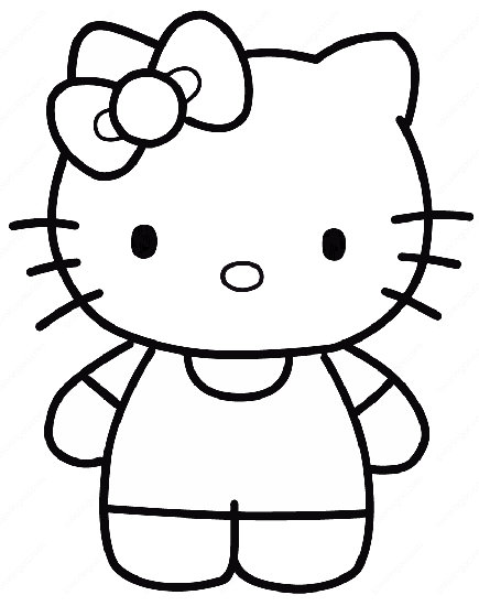 Hello, Kitty Cat Face Coloring Page