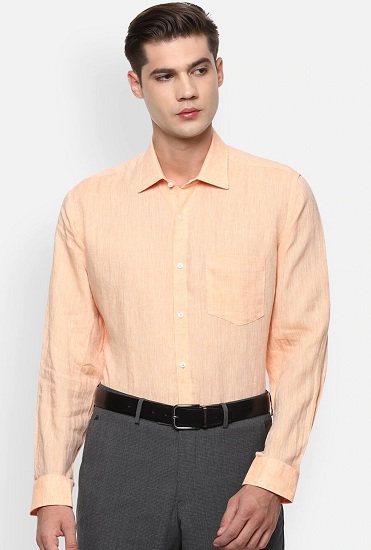 Orange Linen Formal Shirt