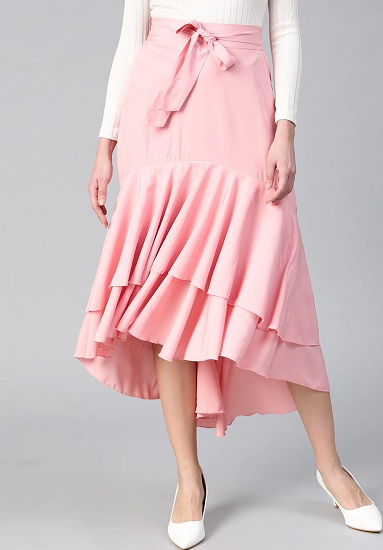 Plain Flared Layered Skirt