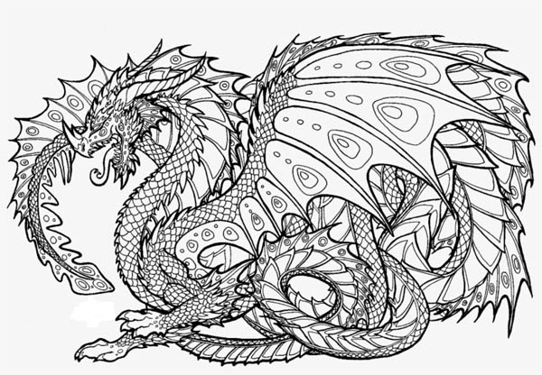 Realistic Dragon Coloring Page 6
