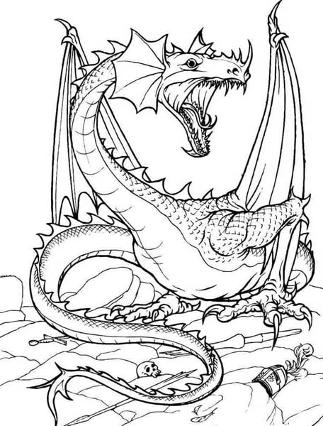 Scary Dragon Coloring Page