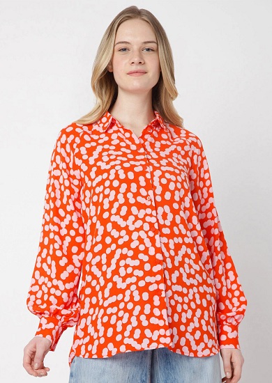 Women's Orange Designer Shirt