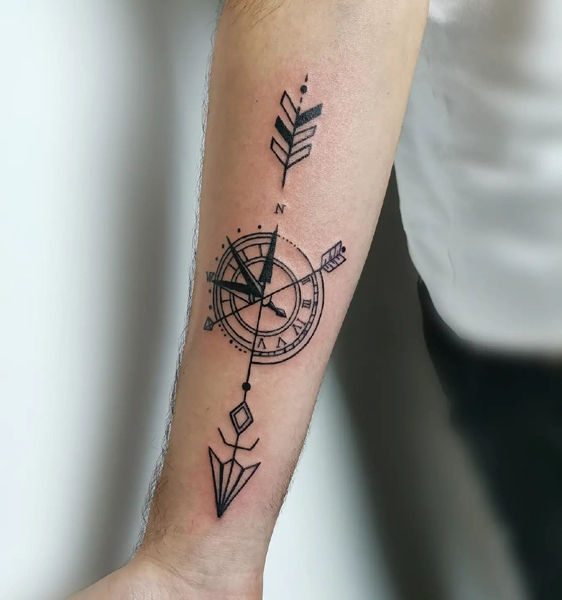 Five minimal arrows tattoo on the forearm - Tattoogrid.net