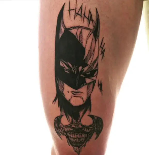 Batman Tattoo With Joker's Mouth