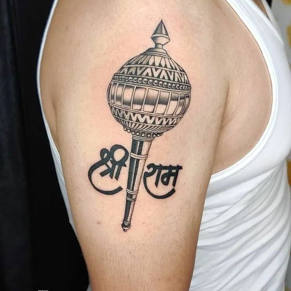 Black And White Hanuman Maze Tattoo