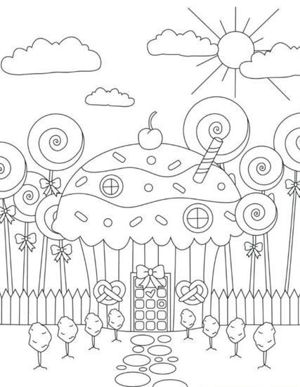 Candy House Colouring Pages