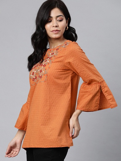 Cotton Embroidered Long Top