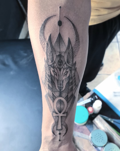 Detailed Anubis Tattoo