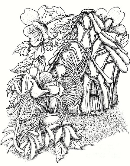 Fairy House Colouring Page