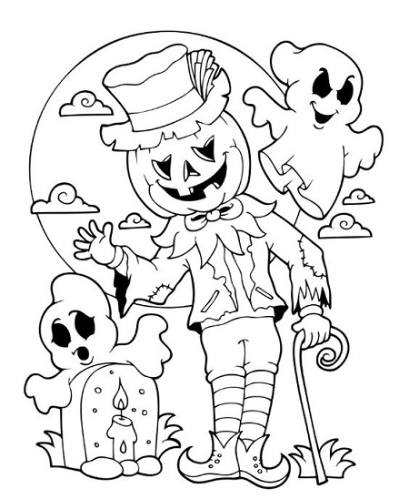 Halloween decorations colouring picture