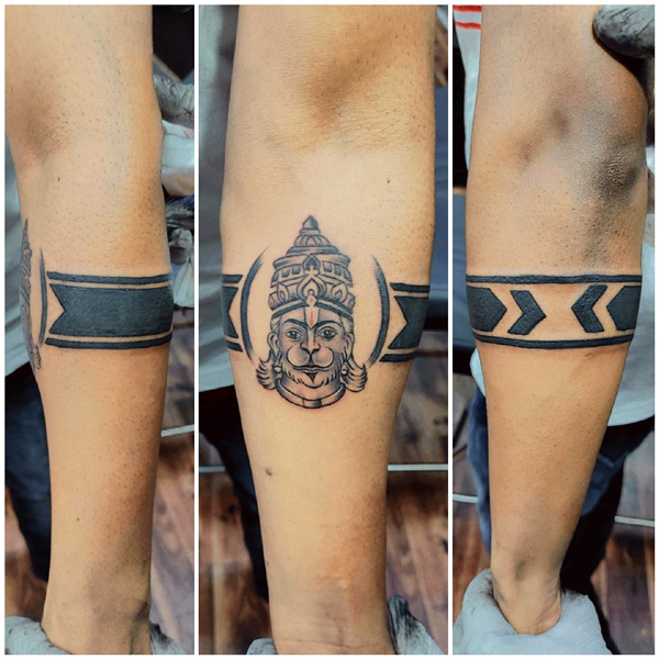 Hanuman Tattoo Band On The Arm