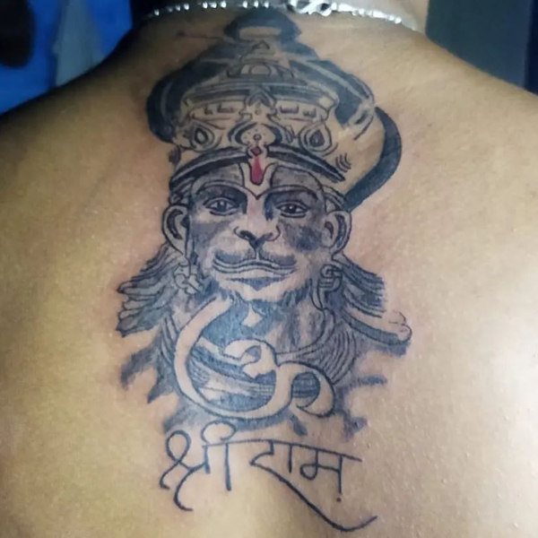 Hanuman Tattoo Design On The Back