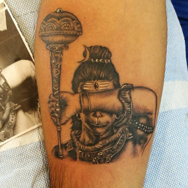 Intricate Hanuman Tattoo With A Third Eye