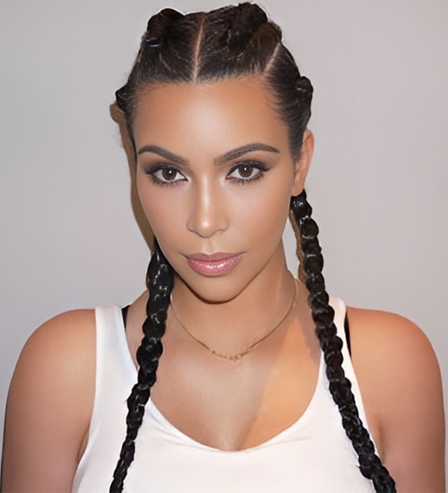Kim Kardashian Double Braided Hair