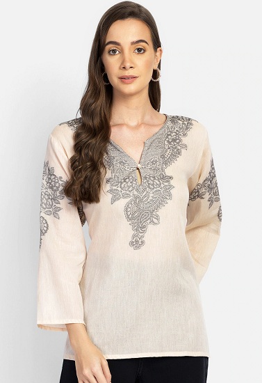 Long Sleeve Embroidered Tunic Top