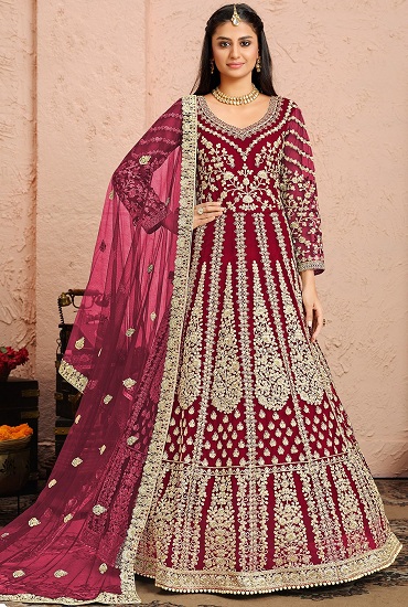 Maroon Bridal Anarkali Dress