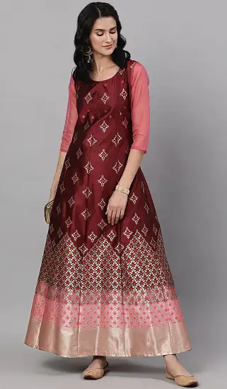 Maroon and Black Color Combination Pent Style Kurti Set :: MY SHOPPY LADIES  WEAR