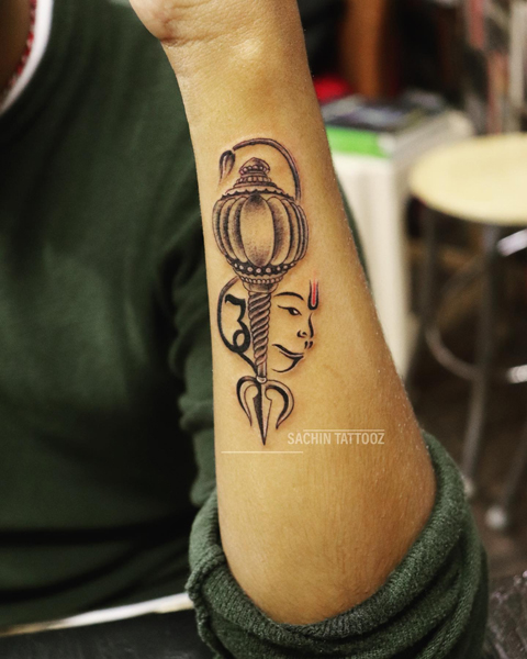 Shloka Tattoo #trending #tattoo #gada #shloka #dhaja #hanuman #handtattoo  #tattoolovers #viral #tashantattoo #AshokTattooWala | Instagram