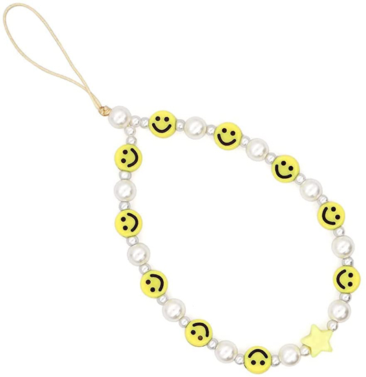 Smiley Face Beaded Phone Strap Charm