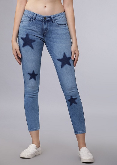 Star Print Slim Fit Jeans