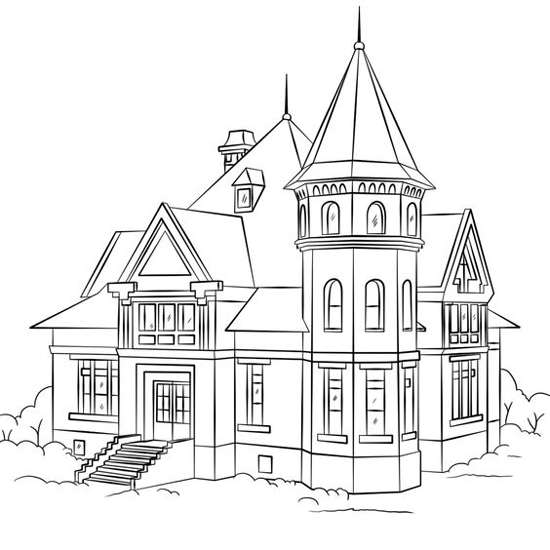 Victorian House Colouring Pages