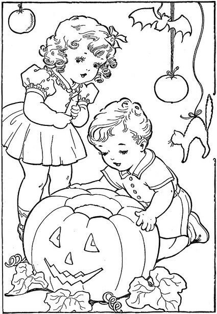 Vintage Halloween Colouring page